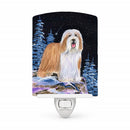 Starry Night Bearded Collie Ceramic Night Light Compact, UL-Certified, Ideal for Bedroom, Bathroom, Nursery, Hallway, Kitchen, 6x4x3, Multicolor