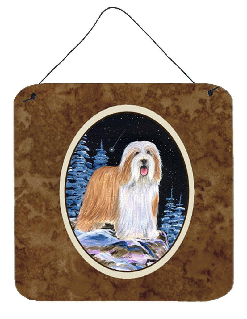 Starry Night Bearded Collie Aluminium Metal Wall or Door Hanging Prints