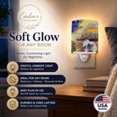 Keeshond Ceramic Night Light Compact, UL-Certified, Ideal for Bedroom, Bathroom, Nursery, Hallway, Kitchen, 6x4x3, Multicolor