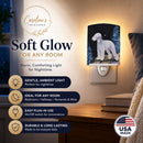 Starry Night Bedlington Terrier Ceramic Night Light Compact, UL-Certified, Ideal for Bedroom, Bathroom, Nursery, Hallway, Kitchen, 6x4x3, Multicolor