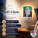 Samoyed Ceramic Night Light Compact, UL-Certified, Ideal for Bedroom, Bathroom, Nursery, Hallway, Kitchen, 6x4x3, Multicolor