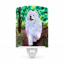 Samoyed Ceramic Night Light Compact, UL-Certified, Ideal for Bedroom, Bathroom, Nursery, Hallway, Kitchen, 6x4x3, Multicolor