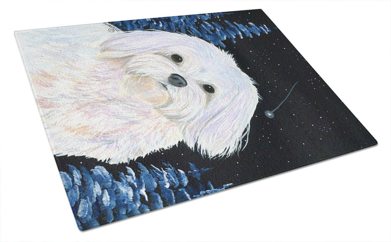 Starry Night Maltese Glass Cutting Board Large