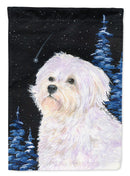 Starry Night Maltese House Flag 28x40 Porch Sleeve Pole Decorative Outside Yard Banner Artwork Wall Hanging, Polyester