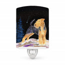 Starry Night Welsh Terrier Ceramic Night Light Compact, UL-Certified, Ideal for Bedroom, Bathroom, Nursery, Hallway, Kitchen, 6x4x3, Multicolor