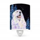 Starry Night Great Pyrenees Ceramic Night Light Compact, UL-Certified, Ideal for Bedroom, Bathroom, Nursery, Hallway, Kitchen, 6x4x3, Multicolor