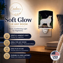 Starry Night Great Pyrenees Ceramic Night Light Compact, UL-Certified, Ideal for Bedroom, Bathroom, Nursery, Hallway, Kitchen, 6x4x3, Multicolor