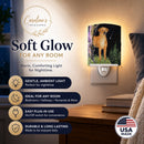 Starry Night Rhodesian Ridgeback Ceramic Night Light Compact, UL-Certified, Ideal for Bedroom, Bathroom, Nursery, Hallway, Kitchen, 6x4x3, Multicolor