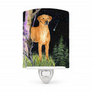 Starry Night Rhodesian Ridgeback Ceramic Night Light Compact, UL-Certified, Ideal for Bedroom, Bathroom, Nursery, Hallway, Kitchen, 6x4x3, Multicolor