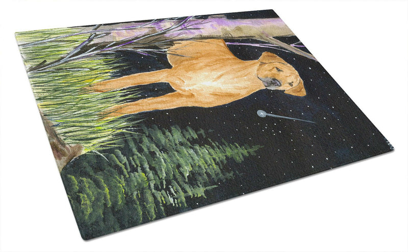 Starry Night Rhodesian Ridgeback Glass Cutting Board Large