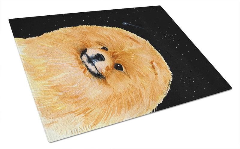 Starry Night Pomeranian Glass Cutting Board Large