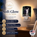 Starry Night Karelian Bear Dog Ceramic Night Light Compact, UL-Certified, Ideal for Bedroom, Bathroom, Nursery, Hallway, Kitchen, 6x4x3, Multicolor