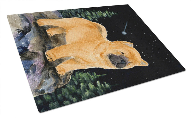 Starry Night Chow Chow Glass Cutting Board Large