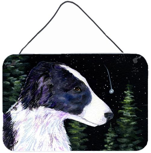 Starry Night Border Collie Indoor Aluminium Metal Wall or Door Hanging Prints