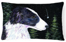 Starry Night Border Collie Decorative Throw Pillow 12x16 Indoor Outdoor Accent Cushion, Fabric Cover with Insert for Sofa, Bed, Porch & Living Room