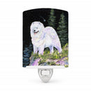 Starry Night Samoyed Ceramic Night Light Compact, UL-Certified, Ideal for Bedroom, Bathroom, Nursery, Hallway, Kitchen, 6x4x3, Multicolor