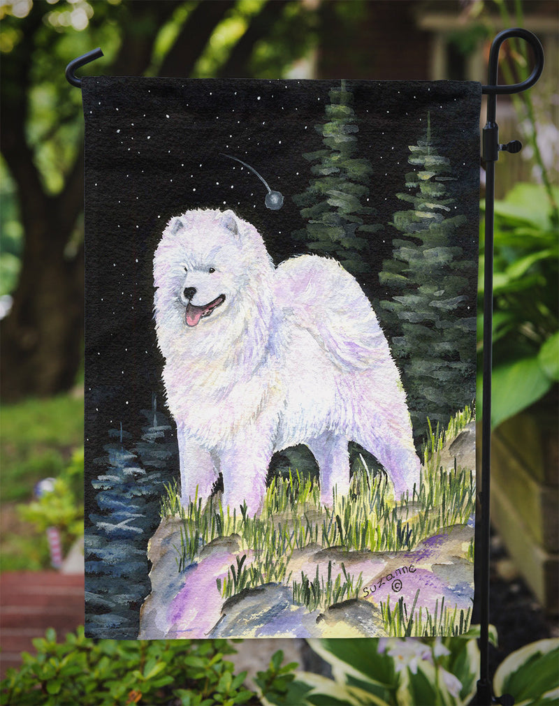 Starry Night Samoyed Flag Garden Size