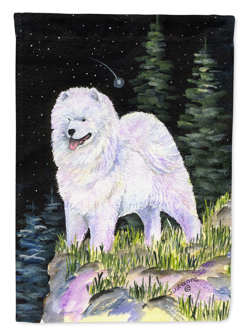 Starry Night Samoyed Flag Garden Size