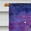 Starry Night Pomeranian House Flag 28x40 Porch Sleeve Pole Decorative Outside Yard Banner Artwork Wall Hanging, Polyester