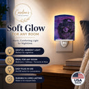 Starry Night Pomeranian Ceramic Night Light Compact, UL-Certified, Ideal for Bedroom, Bathroom, Nursery, Hallway, Kitchen, 6x4x3, Multicolor