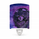 Starry Night Pomeranian Ceramic Night Light Compact, UL-Certified, Ideal for Bedroom, Bathroom, Nursery, Hallway, Kitchen, 6x4x3, Multicolor
