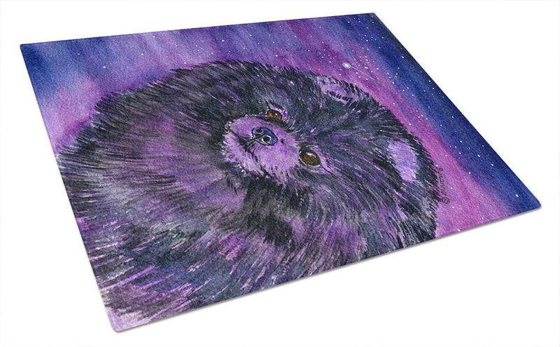 Starry Night Pomeranian Glass Cutting Board Large