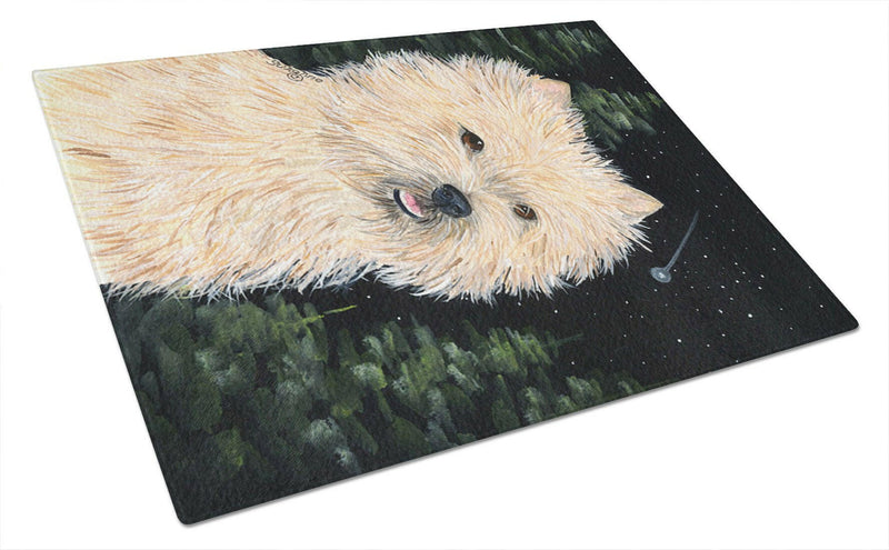 Starry Night Cairn Terrier Glass Cutting Board Large