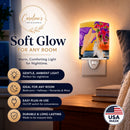 Lady with her Chihuahua Ceramic Night Light Compact, UL-Certified, Ideal for Bedroom, Bathroom, Nursery, Hallway, Kitchen, 6x4x3, Multicolor