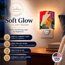 Lady with her Yorkie Ceramic Night Light Compact, UL-Certified, Ideal for Bedroom, Bathroom, Nursery, Hallway, Kitchen, 6x4x3, Multicolor