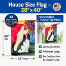 Lady with her Papillon House Flag 28x40 Porch Sleeve Pole Decorative Outside Yard Banner Artwork Wall Hanging, Polyester