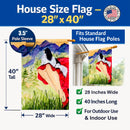 Lady with her Japanese Chin House Flag 28x40 Porch Sleeve Pole Decorative Outside Yard Banner Artwork Wall Hanging, Polyester