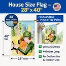Lady driving with her Chow Chow House Flag 28x40 Porch Sleeve Pole Decorative Outside Yard Banner Artwork Wall Hanging, Polyester
