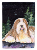 Starry Night Bearded Collie House Flag 28x40 Porch Sleeve Pole Decorative Outside Yard Banner Artwork Wall Hanging, Polyester