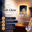 Starry Night Bearded Collie Ceramic Night Light Compact, UL-Certified, Ideal for Bedroom, Bathroom, Nursery, Hallway, Kitchen, 6x4x3, Multicolor