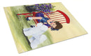 Little Girl with her Bichon Frise Cutting Board Tempered Glass Kitchen Cutting Surface, Heat Resistant Chopping, Non-Slip Feet, Food Prep & Serving