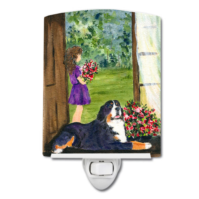 Little Girl with her Bernese Mountain Dog Ceramic Night Light SS8535CNL