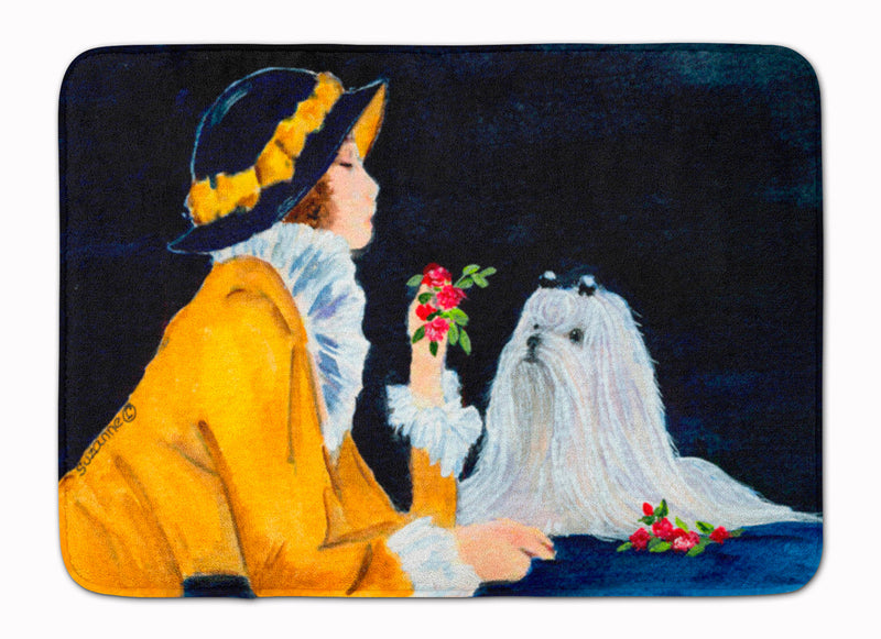 Lady with her Maltese Machine Washable Memory Foam Mat SS8537RUG