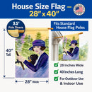 Lady driving with her Pomeranian House Flag 28x40 Porch Sleeve Pole Decorative Outside Yard Banner Artwork Wall Hanging, Polyester
