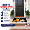 Lady with her Japanese Chin Doormat Indoor Outdoor 18H X 27W Front Door Mat Rugs for Entryway, Non Slip Washable