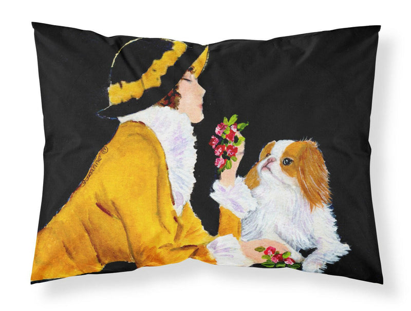 Lady with her Japanese Chin Moisture wicking Fabric standard pillowcase