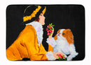 Lady with her Japanese Chin Memory Foam Kitchen Mat Machine Washable Anti-Fatigue Cushion Comfort Bath or Kitchen Rug