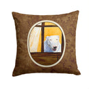 Bull Terrier Decorative Throw Pillow 14x14 Indoor Outdoor Accent Cushion, Fabric Cover with Insert for Sofa, Bed, Porch & Living Room