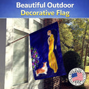 Lady with her Corgi House Flag 28x40 Porch Sleeve Pole Decorative Outside Yard Banner Artwork Wall Hanging, Polyester