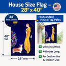 Lady with her Corgi House Flag 28x40 Porch Sleeve Pole Decorative Outside Yard Banner Artwork Wall Hanging, Polyester