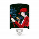 Lady driving with her Rottweiler Ceramic Night Light Compact, UL-Certified, Ideal for Bedroom, Bathroom, Nursery, Hallway, Kitchen, 6x4x3, Multicolor