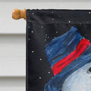 Snowman with Chow Chow House Flag 28x40 Porch Sleeve Pole Decorative Outside Yard Banner Artwork Wall Hanging, Polyester