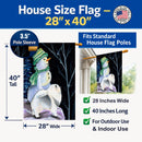 Snowman with Keeshond House Flag 28x40 Porch Sleeve Pole Decorative Outside Yard Banner Artwork Wall Hanging, Polyester
