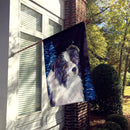 Starry Night Border Collie House Flag 28x40 Porch Sleeve Pole Decorative Outside Yard Banner Artwork Wall Hanging, Polyester