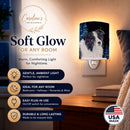 Starry Night Border Collie Ceramic Night Light Compact, UL-Certified, Ideal for Bedroom, Bathroom, Nursery, Hallway, Kitchen, 6x4x3, Multicolor
