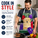 Golden Retriever Apron Cooking Kitchen Server Baking Crafts Gardening for Adult Women Men, Unisex, Large, Multicolor